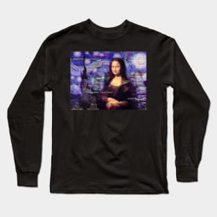 aesthetic mona lisa under the starry night Long Sleeve T-Shirt